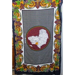 East African Double Khanga Kanga Africa Map Swahili Cotton Sarong Wrap 126"